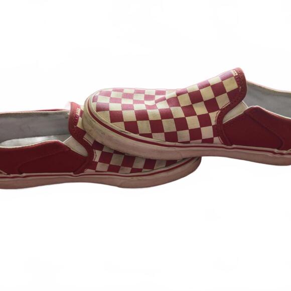 Vans Classic Slip-On Checkerboard Sneakers Red and White - Picture 4 of 6